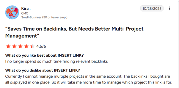 Client review from G2