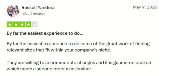 Client review from Trustpilot
