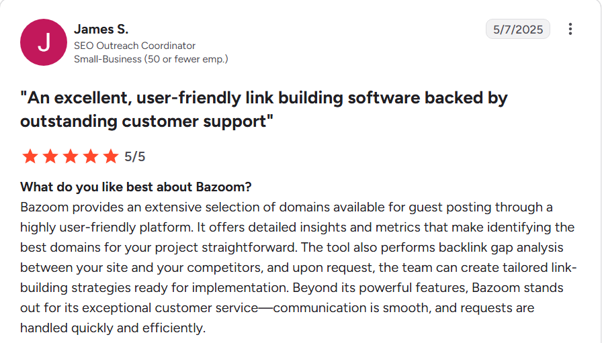 Client review from G2